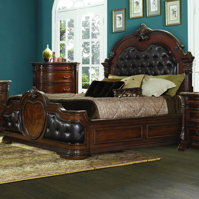 Astoria Grand Hofmeister Tufted Solid Wood and Upholstered Standard Bed